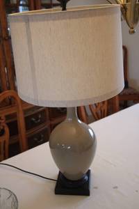 lot 328 image: Elegant Beige Ceramic Table Lamp with Shade