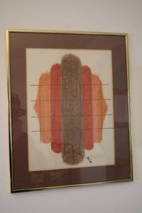 lot 365 image: Framed Abstract Art with Geometric Pattern