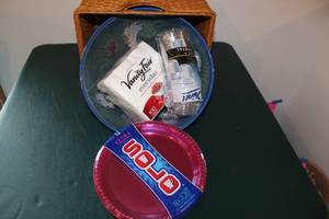 lot 404 image: Collection of Party Supplies with Basket and Food Covers