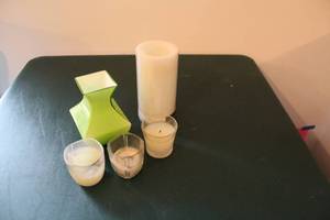 lot 416 image: Collection of Assorted Candles and Decorative Vase