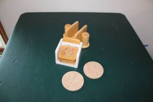 lot 420 image: Set of Thirstystone Natural Wood and Cork Coasters with Holder