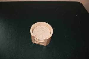 lot 421 image: Set of 5 Genuine Marble Coasters with Holder