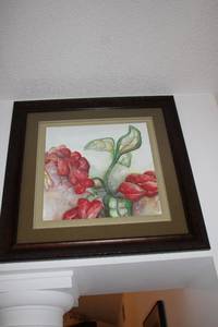 lot 452 image: Watercolor Floral Art Framed and Matted