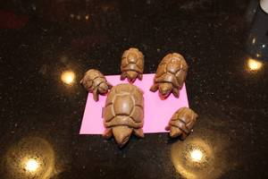 lot 474 image: Set of 5 Handcrafted Wooden Tortoises Statues