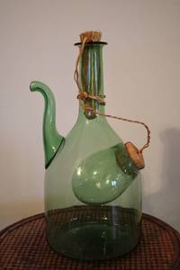 lot 477 image: Vintage Green Glass Wine Dispenser