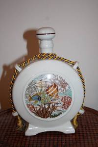 lot 484 image: Vintage Barbados Ceramic Decanter with Marine Life Design