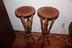 lot 488 image: Pair of Vintage Bamboo Plant Stands