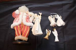 lot 507 image: Collection of Santa Claus Doll and 8 Assorted Angel Figurines