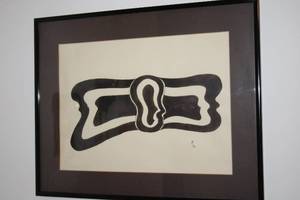lot A-561 image: Framed Abstract Ink Drawing Signed and Dated 1983