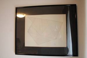 lot 562 image: Framed Abstract Geometric Line Art Drawing Signed by Artist - 1984