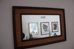 lot 565 image: Brown Woven Frame Wall Mirror