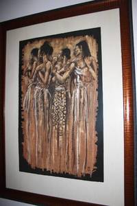 lot 566 image: Framed African Tribal Women Artwork