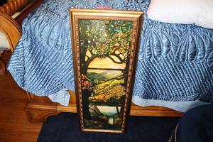lot 573 image: Stained Glass Artwork with Wooden Frame