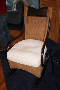 lot 587 image: Rattan Rocking Chair with Cushioned Seat