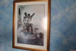 lot 596 image: Framed Vintage Artwork Depicting Banjo Players