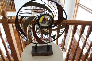 lot 616 image: Modern Art Metal Sculpture with Mirror Accent
