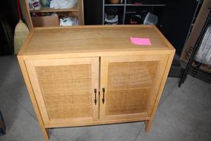 lot 650 image: Wooden Cabinet with Woven Panel Doors