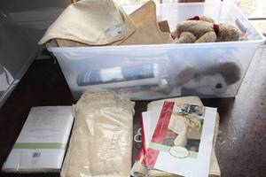lot 670 image: Collection of Tablecloths and Assorted Plush Toys