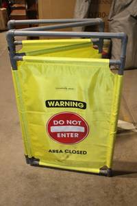 lot 2 image: Expandable Yellow Safety Barrier with Warning Signage