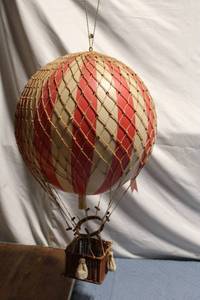 lot 23 image: Decorative Vintage Hot Air Balloon Model with Wicker Basket
