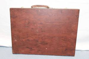 lot 39 image: Wooden Art Case with Assorted Art Supplies