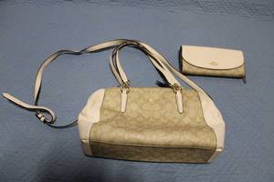 lot A-116 image: Coach Handbag and Wallet Set with Signature Canvas Design