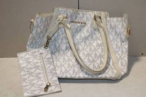lot A-117 image: Michael Kors Signature Monogram Handbag with Wristlet