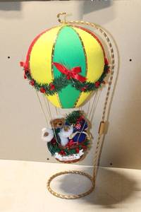 lot 130 image: Decorative Christmas Hot Air Balloon Ornament with Teddy Bear