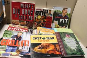 lot 145 image: Collection of 10 Assorted Cookbooks Including Webers Big Book of Grilling and Martha Stewart Cookbook