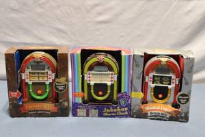 lot 188 image: Set of 3 Soundesign Jukebox Alarm Clocks with Classic Hits