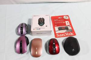 lot 207 image: Collection of 5 Wireless Computer Mice with USB Flash Drive