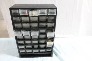 lot 210 image: Plastic Storage Cabinet with 35 Drawers for Hardware Organization