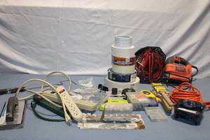 lot 224 image: Collection of Mixed Tools and Supplies including BlackDecker Jig Saw