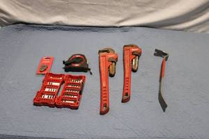 lot 275 image: Milwaukee Hand Tool Set with Pipe Wrenches and Accessories