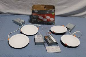 lot 277 image: Set of 4 Halo Ultra Thin 6 LED Downlight Recessed Fixtures