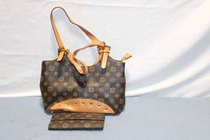lot 293 image: Designer Brown Monogram Handbag and Matching Wallet Set