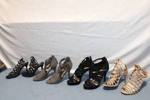 lot 301 image: Collection of 6 Pairs of Womens Sandal Heels in Various Designs