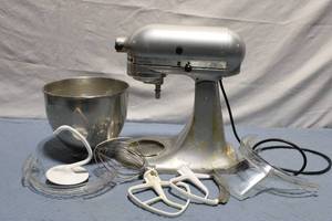 lot 318 image: Used KitchenAid Artisan Stand Mixer with Attachments