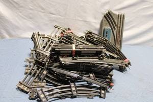 lot 341 image: Lot of Vintage Model Train Track Pieces with Electrical Wiring