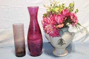 lot 438 image: Collection of Decorative Vases and Floral Arrangement