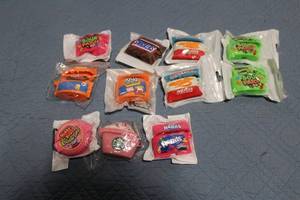 lot 444 image: Set of 10 Miniature Food Keychains Featuring Popular Candy and Snack Brands