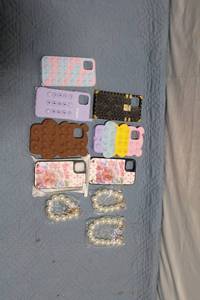 lot 446 image: Collection of 6 iPhone 11 Pro Max Phone Cases and 4 Pearl Keychains