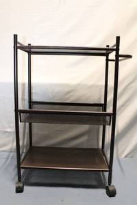 lot 465 image: Metal Rolling Utility Cart with Mesh Shelves