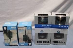 lot 484 image: Merkury Innovations Smart Wi-Fi Plug & Tru-Bolt Bed & Bath Lock Set
