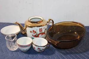 lot 1313 image: Set of 7 Assorted Vintage Tableware Items with Asian Design