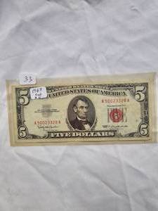 1963 $5 Red Seal-AU
