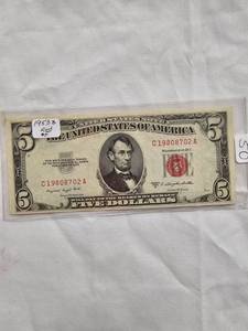 1953B $5 Red Certificate UNC
