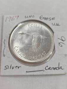 1967 Canadian Goose Silver Dollar, Uncirculated