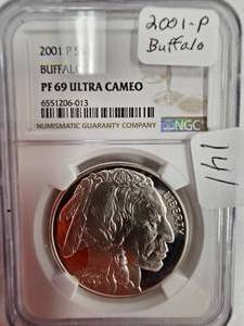 2001 $1 Silver Buffalo NGC  PF69