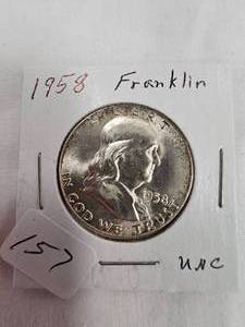 1958 Franklin Silver Half Dollar, Uncirculated